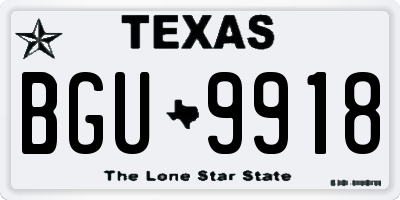 TX license plate BGU9918
