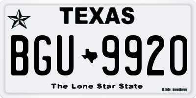 TX license plate BGU9920