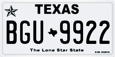 TX license plate BGU9922