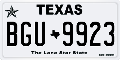 TX license plate BGU9923