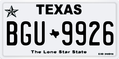 TX license plate BGU9926