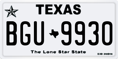 TX license plate BGU9930