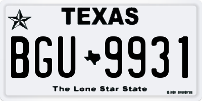 TX license plate BGU9931