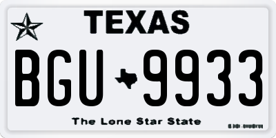 TX license plate BGU9933