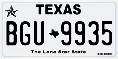 TX license plate BGU9935