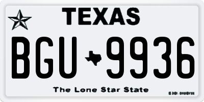 TX license plate BGU9936