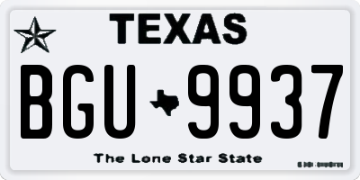 TX license plate BGU9937