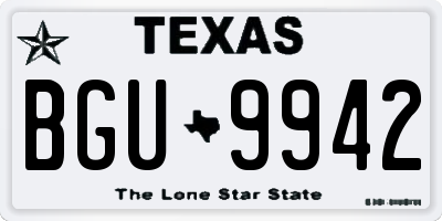 TX license plate BGU9942