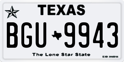 TX license plate BGU9943