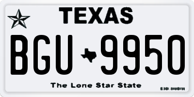 TX license plate BGU9950