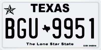 TX license plate BGU9951