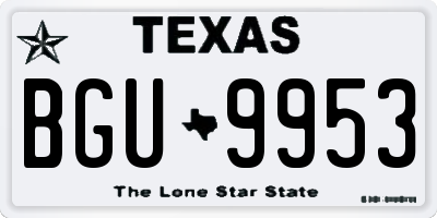 TX license plate BGU9953