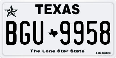 TX license plate BGU9958