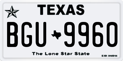 TX license plate BGU9960