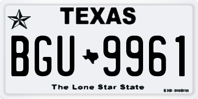 TX license plate BGU9961
