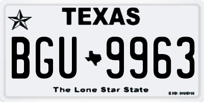 TX license plate BGU9963