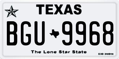 TX license plate BGU9968