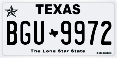 TX license plate BGU9972