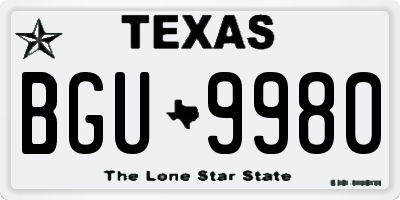 TX license plate BGU9980