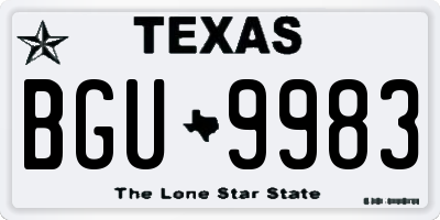 TX license plate BGU9983