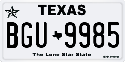 TX license plate BGU9985