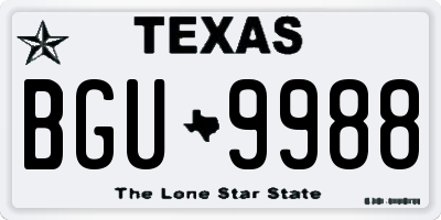 TX license plate BGU9988