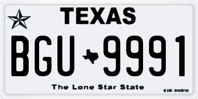 TX license plate BGU9991