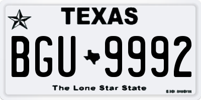 TX license plate BGU9992
