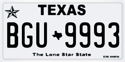 TX license plate BGU9993