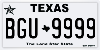 TX license plate BGU9999