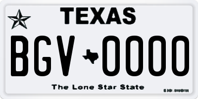TX license plate BGV0000