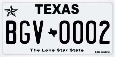 TX license plate BGV0002