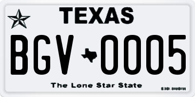 TX license plate BGV0005