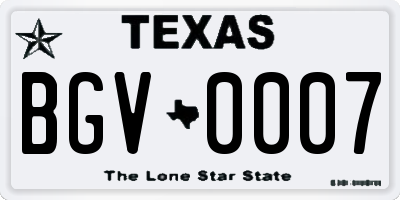 TX license plate BGV0007
