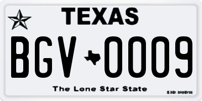 TX license plate BGV0009