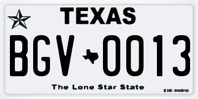 TX license plate BGV0013