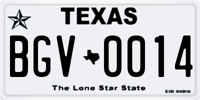 TX license plate BGV0014