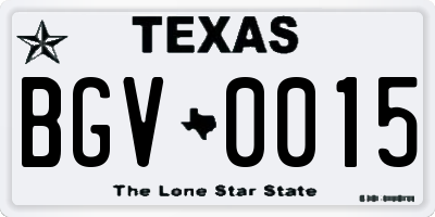 TX license plate BGV0015