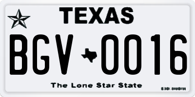 TX license plate BGV0016