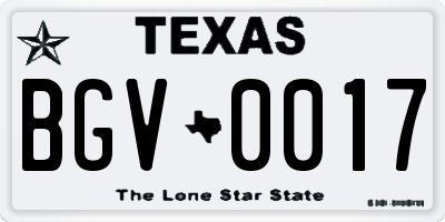TX license plate BGV0017