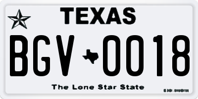TX license plate BGV0018