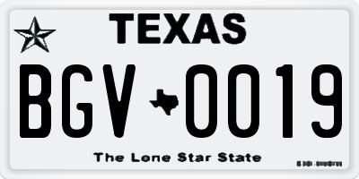 TX license plate BGV0019