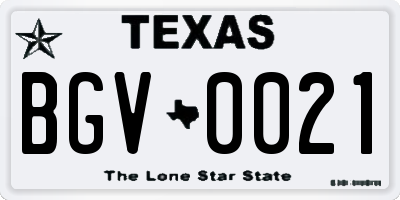 TX license plate BGV0021