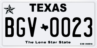 TX license plate BGV0023
