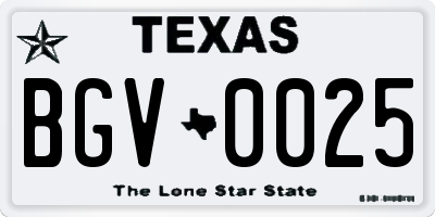 TX license plate BGV0025
