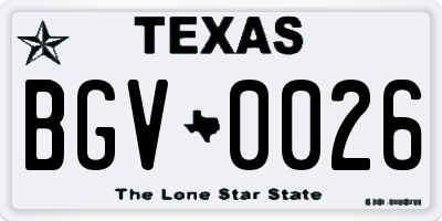 TX license plate BGV0026