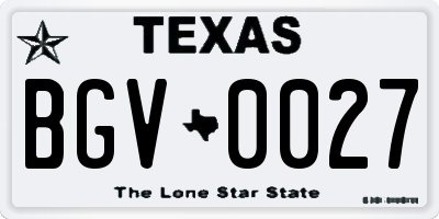 TX license plate BGV0027