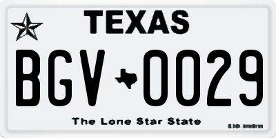 TX license plate BGV0029