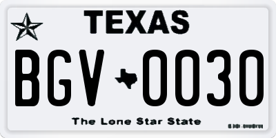 TX license plate BGV0030
