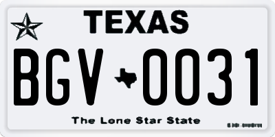 TX license plate BGV0031